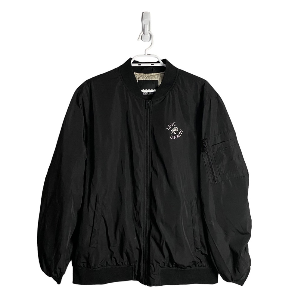 Only & Sons Men's Black Love x Loyalty Full Zip Bomber Jacket